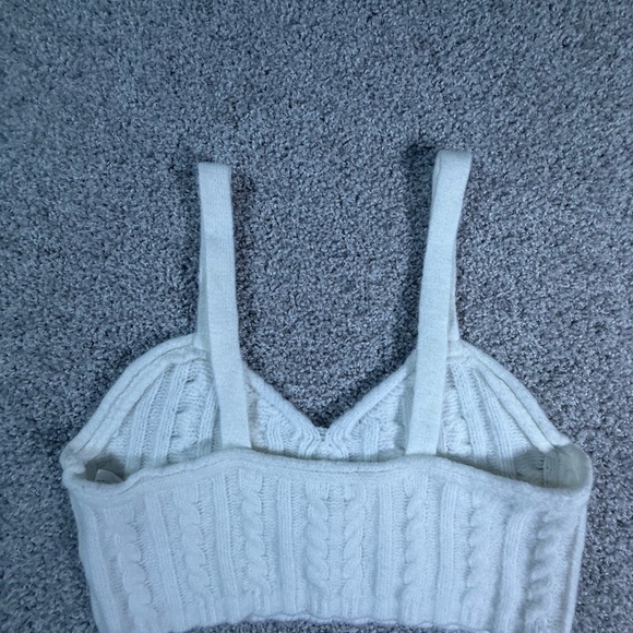 Free People Off White Cable Knit Sweater Crop Knit Bra Bralette – Size M - Picture 7 of 8